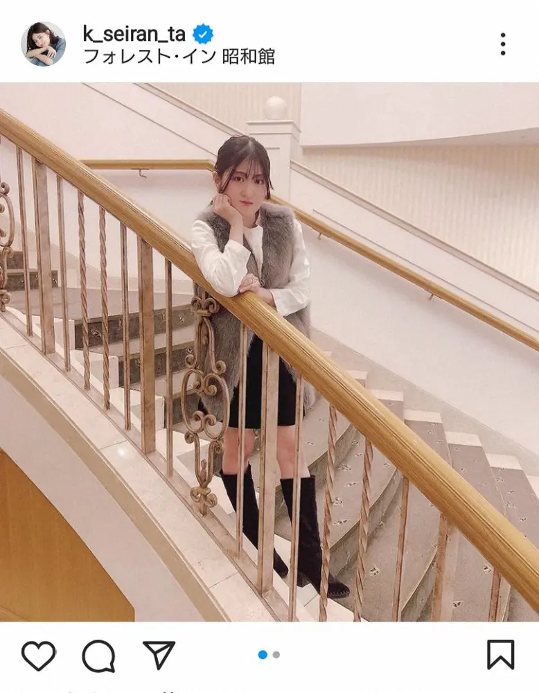 【画像・写真】小林星蘭　黒のミニスカ＆ブーツ姿披露にフォロワー「足細いしとっても可愛い」「魅力的」「大人っぽい」