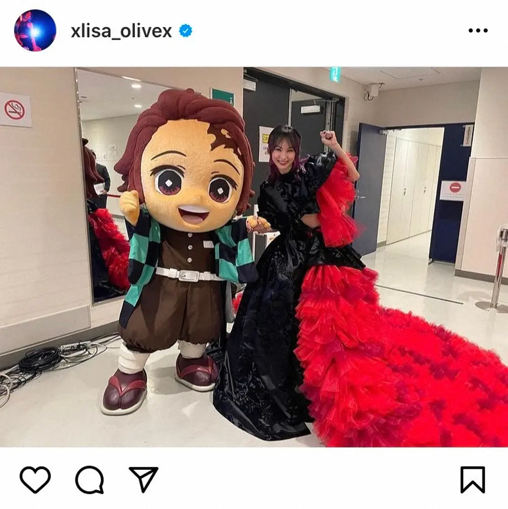 【画像・写真】LiSA　「応援にかけつけてくれましたっ」炭治郎との紅白2ショット　「かわいかった」「最高」の声