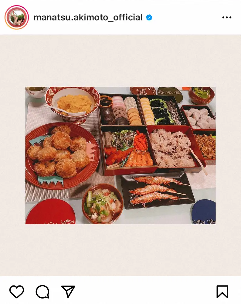 【画像・写真】乃木坂46・秋元真夏　「毎日食べたい味～」母と祖母が手作りした“豪華なおせち”披露