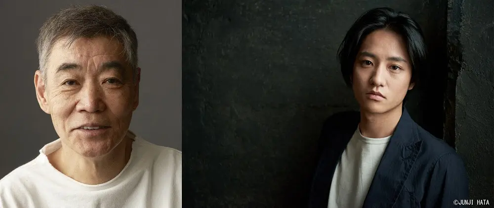 NHKの8Kスペシャルドラマ「海の見える理髪店」で共演する柄本明（左）と藤原季節。脚本は安達奈緒子氏