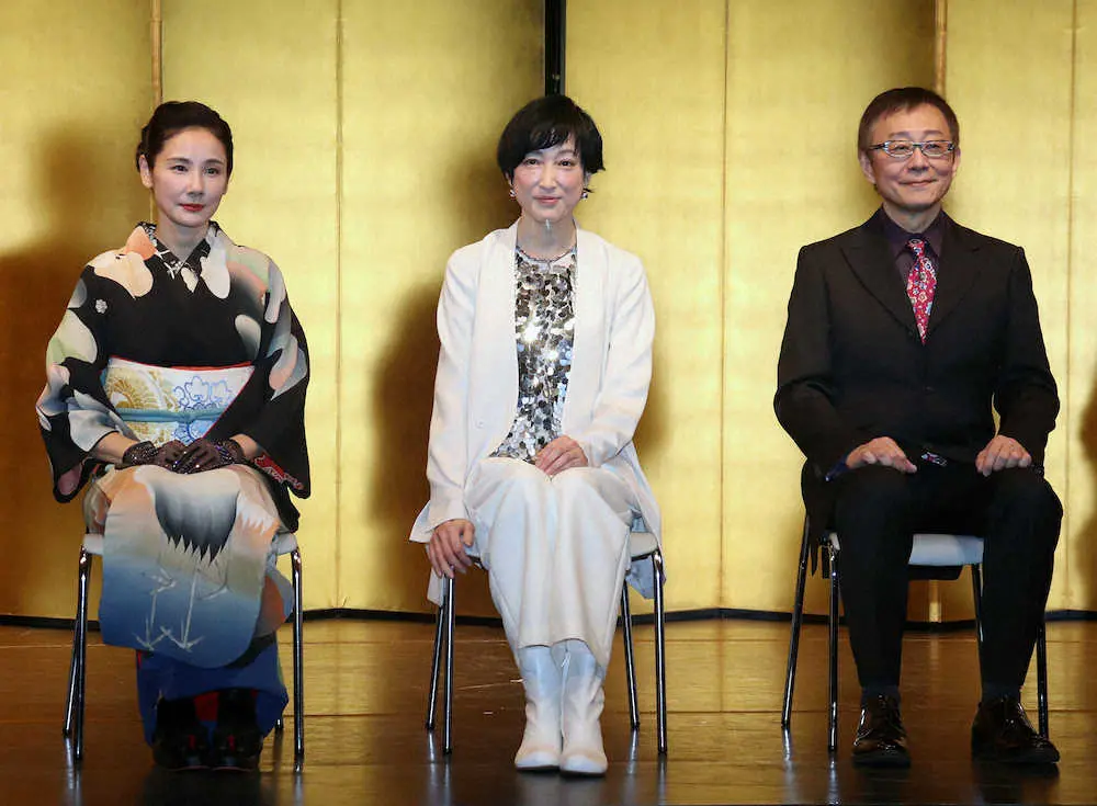 紀伊國屋演劇賞の個人賞を受賞した（左から）吉田羊、緒川たまき、松尾貴史