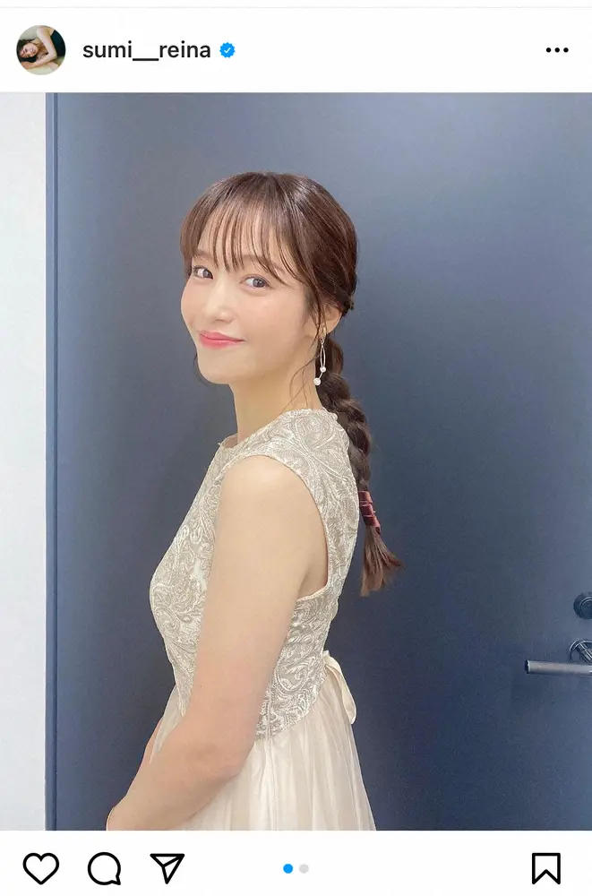 【画像・写真】鷲見玲奈　三つ編みヘア＆ノースリーブワンピ姿披露に「女神みたい」「惚れてしまう」の声