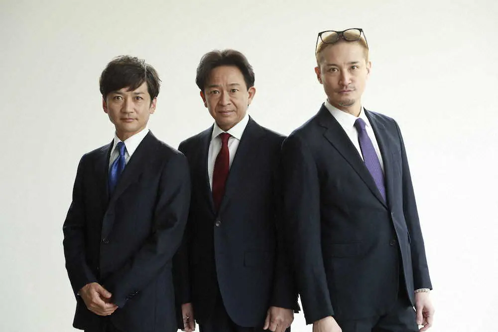 民放BS5局共同特番に出演するTOKIOの（左から）国分太一、城島茂、松岡昌宏