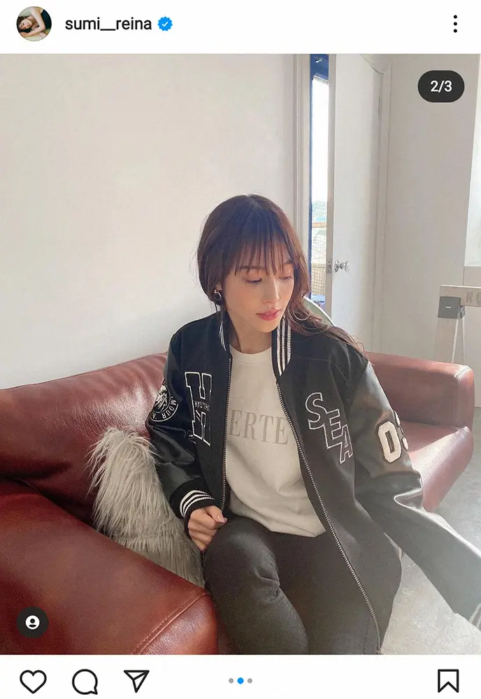 【画像・写真】鷲見玲奈　黒のスタジャン・コーデ披露に「カッコいい！！」「ロック系は新鮮」「魅力的で素敵」