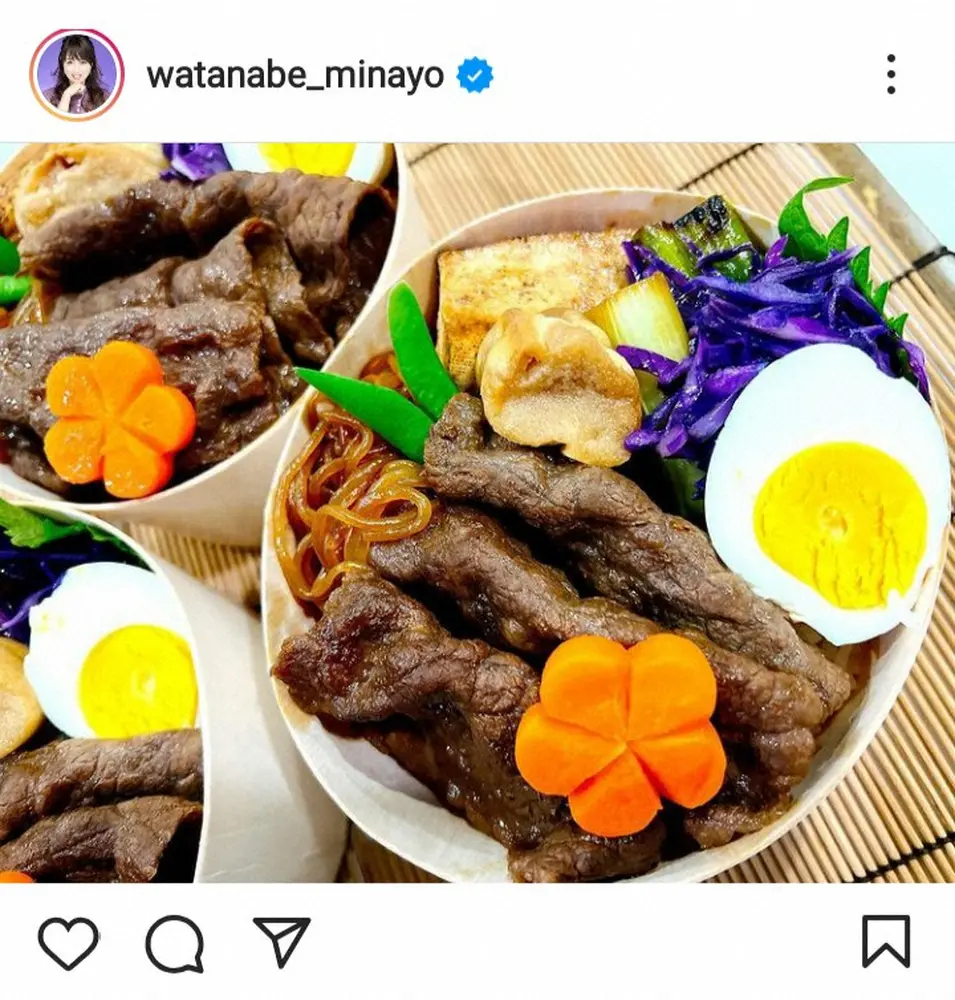 【画像・写真】渡辺美奈代　手作りすき焼き弁当披露に「愛情たっぷり」「パワフルでスタミナ満点」「丁寧でステキ」の声