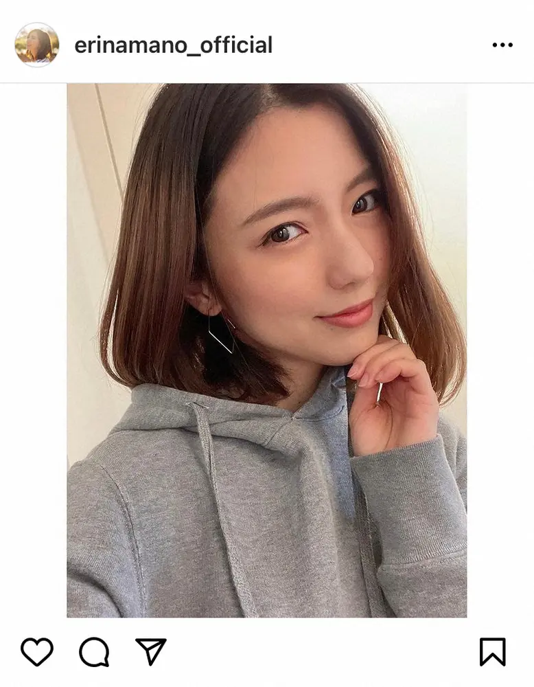 【画像・写真】真野恵里菜「ちょこっと撮影」　ラフスタイルのセルフメーク写真に「安定のかわいさ」「目の保養と癒やし」