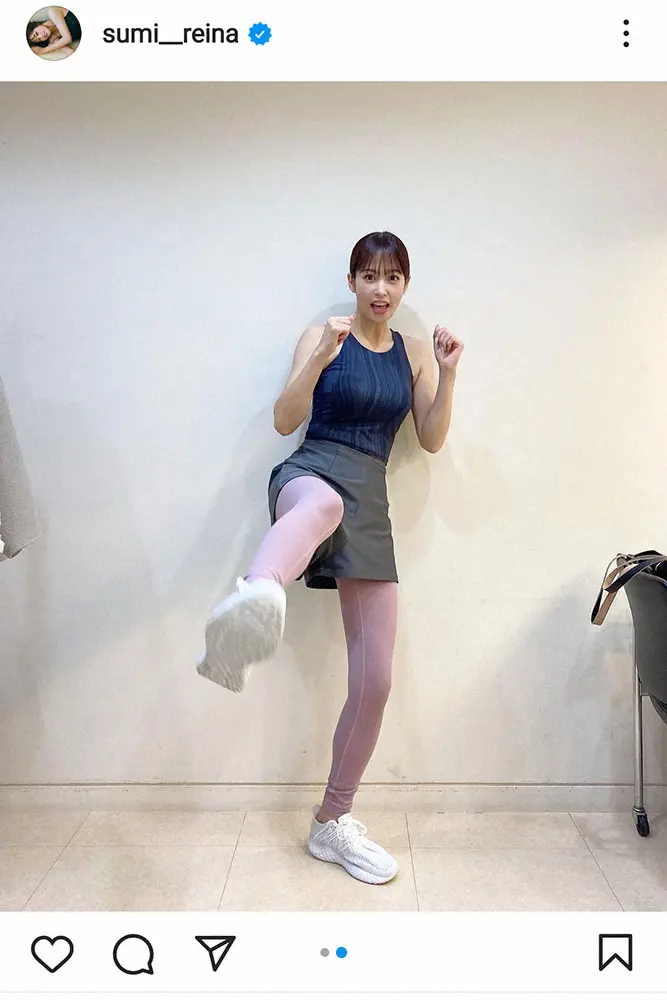 【画像・写真】鷲見玲奈　タンクトップ＆短パン姿で近接格闘技体験報告に「超キュート」「超美脚」の声
