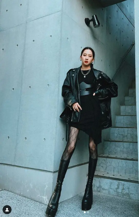 【画像・写真】河北麻友子　黒のミニスカ＆網タイツ姿披露に「やばい」「カモシカの脚」「ヤバかっこいい！」