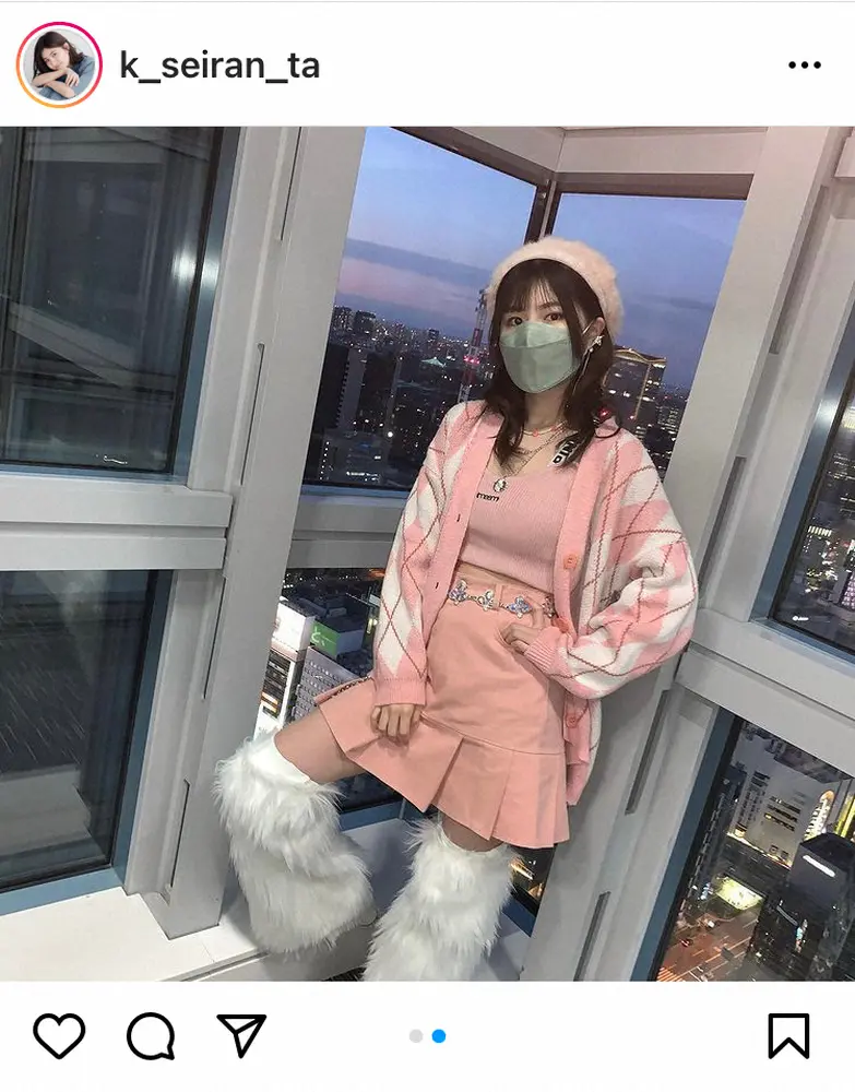 【画像・写真】小林星蘭　「レアです 笑」ピンクコーデの“ギャル”オフショットに「猫ちゃんみたい」「カッコえ～」