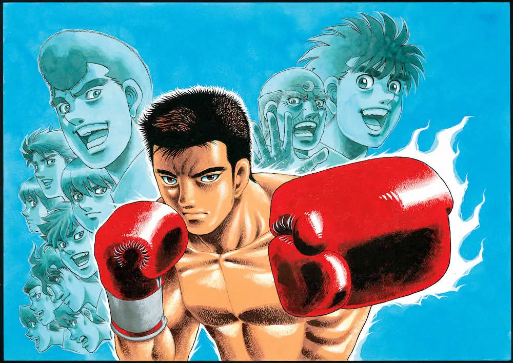 【画像・写真】森川ジョージ氏が村田諒太と「はじめの一歩」のキャラクターを描いたイラスト。2018年、2度目の防衛戦に挑む村田を応援するDAZNのキャンペーンで描き、村田にプレゼントされた