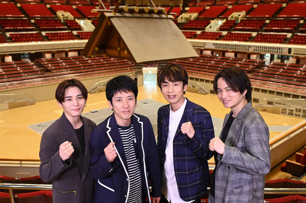日本テレビ「24時間テレビ45」のメインパーソナリティーを務める（左から）山田涼介、二宮和也、中丸雄一、菊池風磨