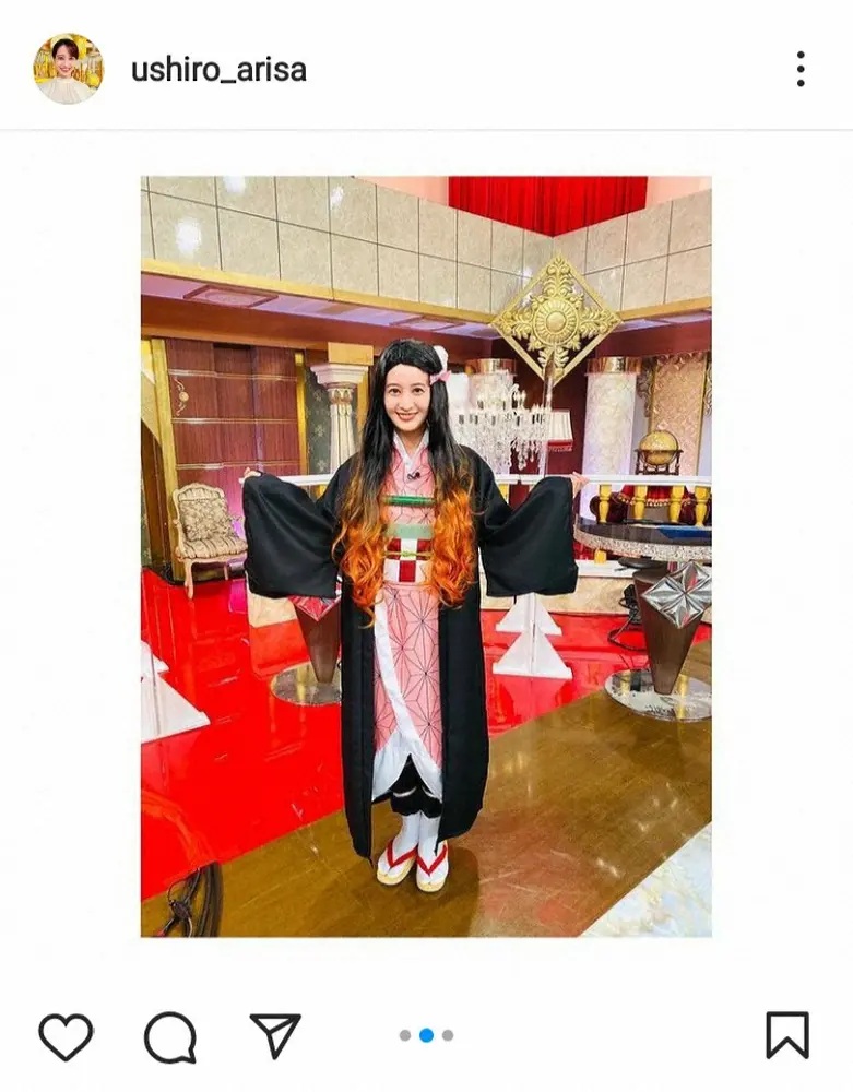 【画像・写真】日テレ後呂有紗アナ　「鬼滅」竈門禰豆子コスプレ披露に「お似合いです」「美人さん」「マジ可愛い」の声