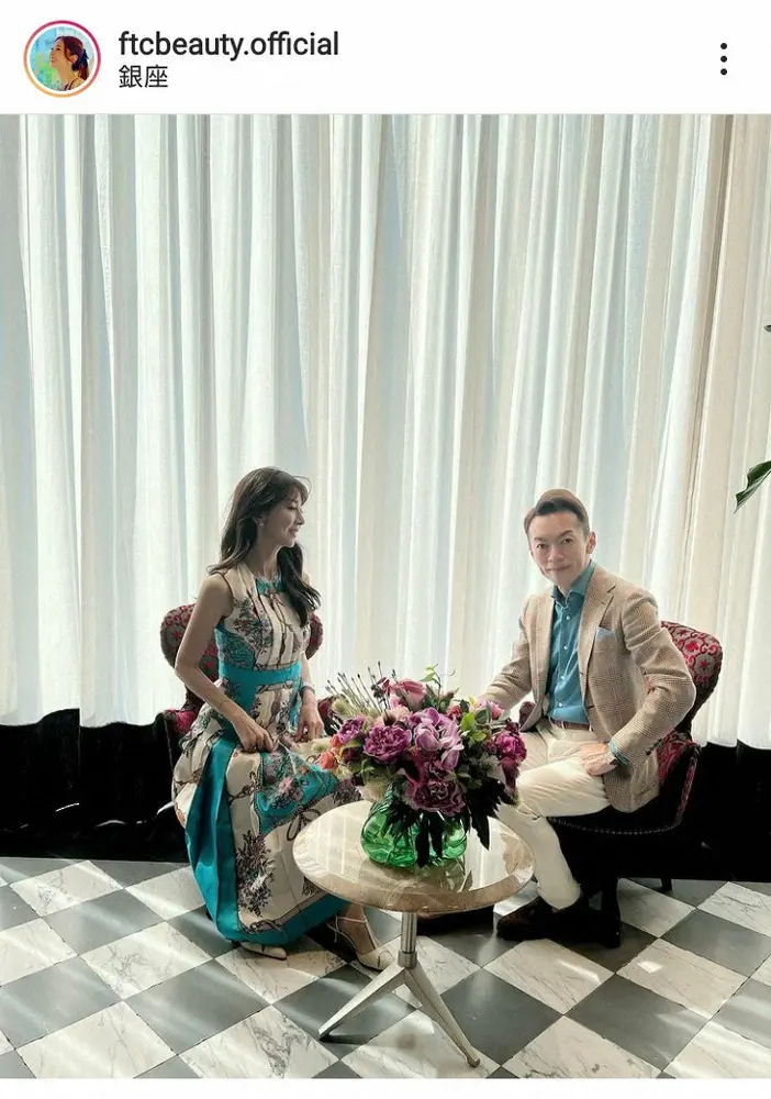 【画像・写真】君島十和子さん　グッチのレストランで休日ランチ　夫・誉幸さんと2ショットも「素敵」「天女ですか」の声