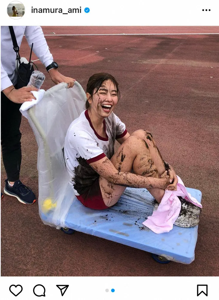 【画像・写真】稲村亜美　泥だらけ体操着姿公開に「ヘッドスライディング！」「泥ん子なのは頑張った証拠」の声