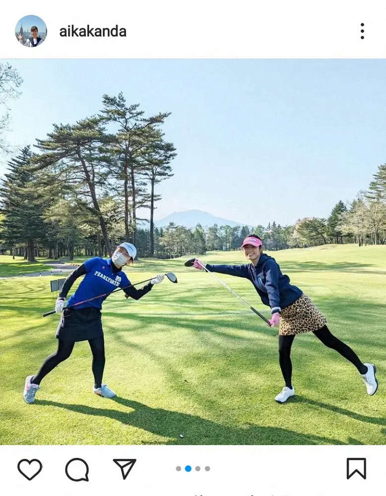 【画像・写真】神田愛花　ヒョウ柄ミニスカゴルフウエア姿でGW満喫「素敵な笑顔」「愛花ちゃん…かわいぃ…」の声
