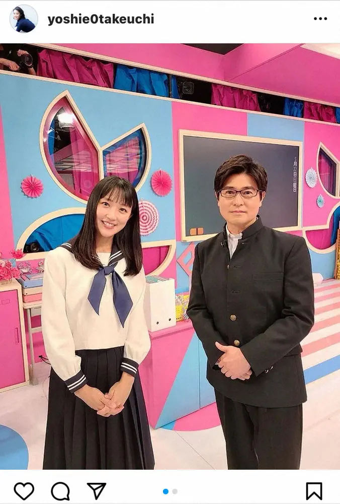 【画像・写真】竹内由恵アナ　黒髪ロング＆セーラー服姿公開に「可愛すぎ」「違和感ない」「ママさん女子高生」の声