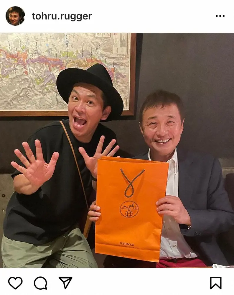 【画像・写真】渡辺徹　「パーフェクトな男」友人の芸人との久々の食事報告に「オチが最高」「袋の中が気になる」の声