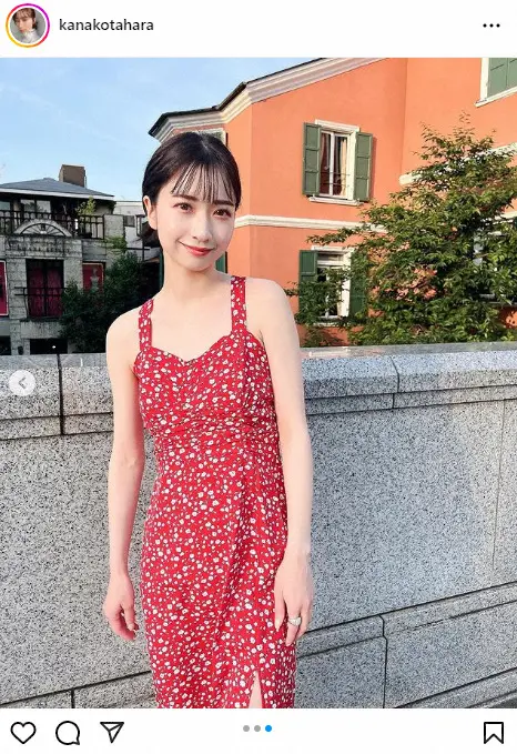 【画像・写真】トシちゃん長女・田原可南子　ノースリワンピ私服披露　「爽やか」「キレイ」の声
