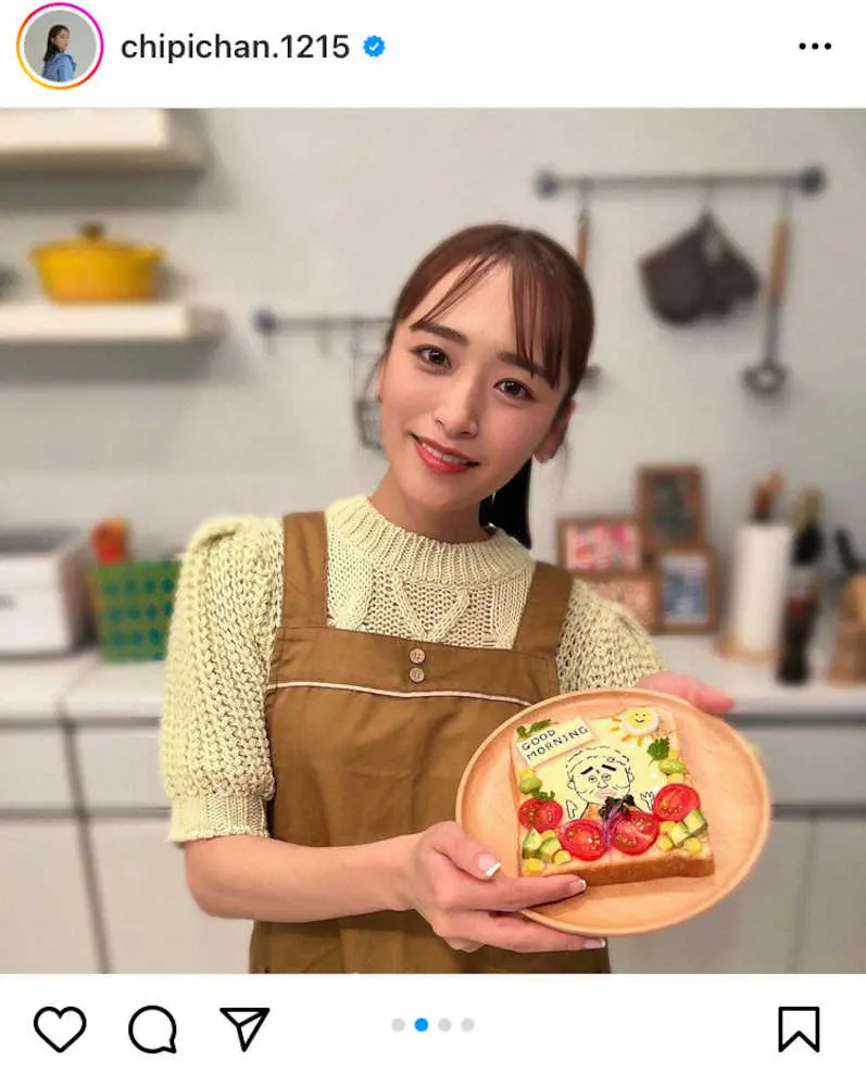 【画像・写真】近藤千尋　「食パンアート」の浜ちゃん似顔絵を披露「難しかったけど楽しくできました！」
