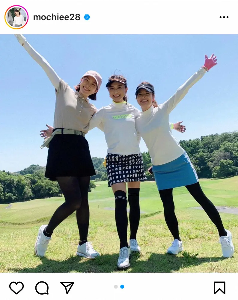 【画像・写真】望月理恵アナ　神田愛花、潮田玲子と接待ゴルフ！？　ミニスカウエア姿の3ショットに「美女揃い」の声