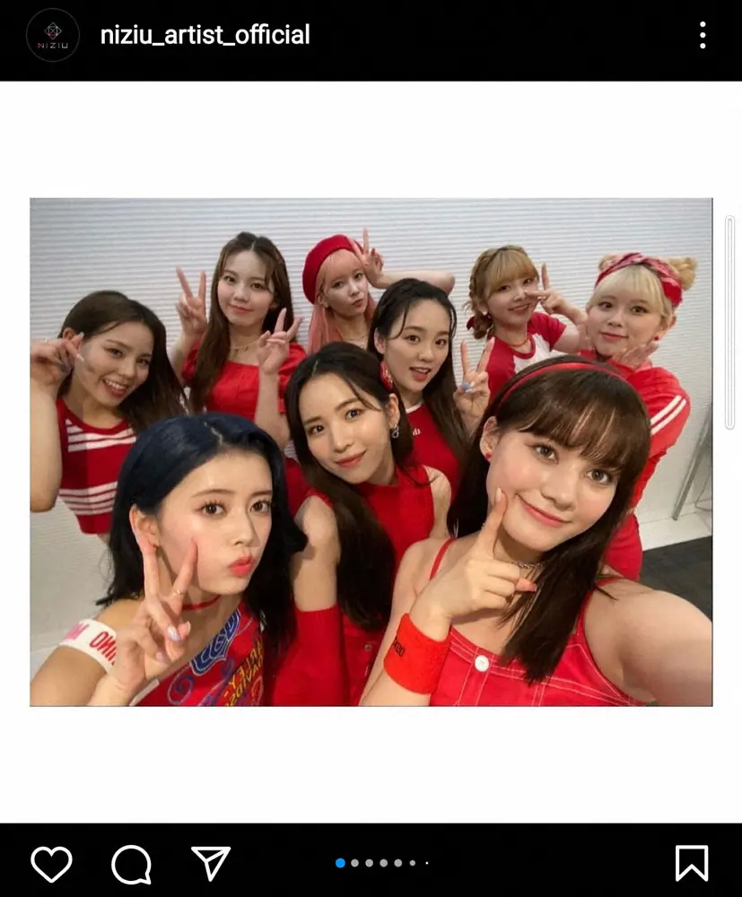【画像・写真】NiziU　「宇宙一可愛い」9人そろって真っ赤な衣装披露　ダンスコラボした本田望結に「ありがとう！」