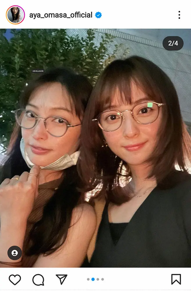 【画像・写真】大政絢　佐々木希とのほろ酔いショット　後ろからハグ、顔を寄せ…「天使のじゃれあい」「くっつき過ぎ～」