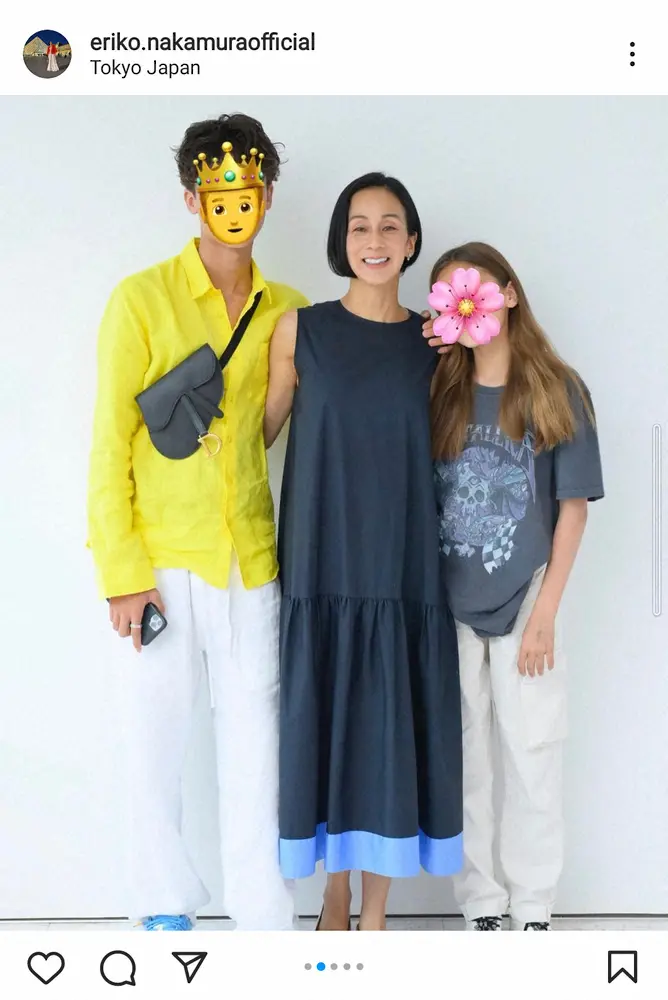 【画像・写真】パリから一時帰国中の中村江里子　15歳長男、11歳次女との親子ショットに「おしゃれで素敵」の声