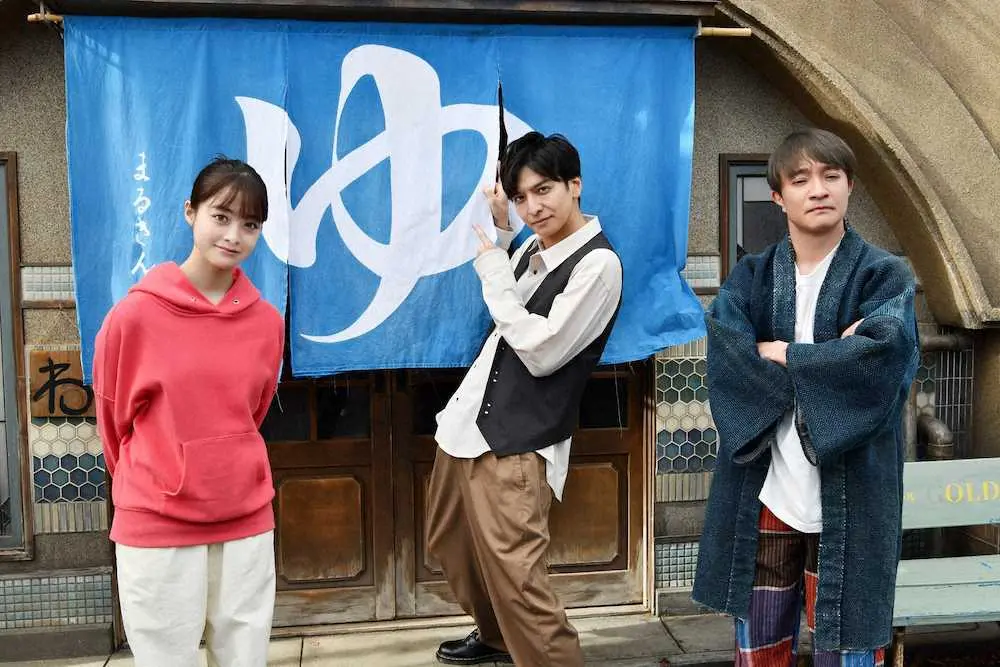映画「湯道」に出演する（左から）橋本環奈、生田斗真、濱田岳
