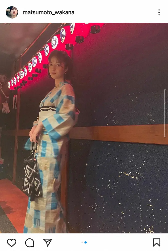 【画像・写真】松本若菜　浴衣姿に中村ゆりも「お綺麗ですわ」フォロワーからは「色っぽい」「いい女ですよね」