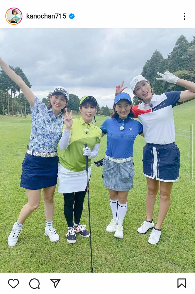 【画像・写真】狩野舞子さん　吉田沙保里さん、岩崎恭子さん、潮田玲子とミニスカゴルフウエア4ショットに「最高」の声
