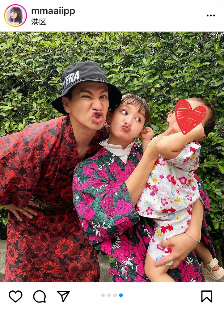 【画像・写真】わたなべ麻衣　夫・JOY＆1歳愛娘との「家族で浴衣」ショット披露に「素敵な写真」「夫婦が似てますね」