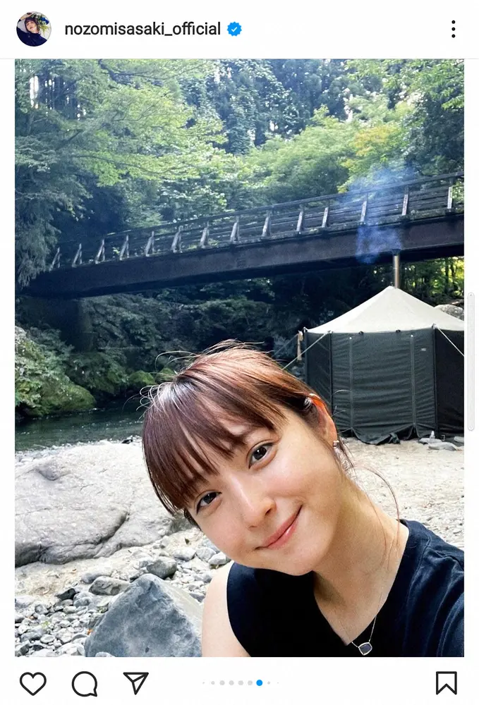 【画像・写真】佐々木希　「心も身体もリフレッシュ」にこやかなキャンプショットに「自然体で綺麗」「可愛すぎ」の声
