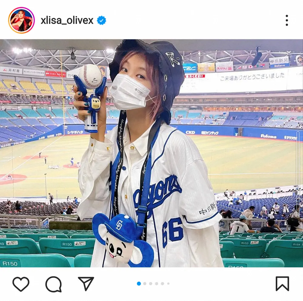【画像・写真】竜党LiSA　「きのぴのファウルボール飛んで来た」観戦ショットに「とっても可愛い」「羨ましい」