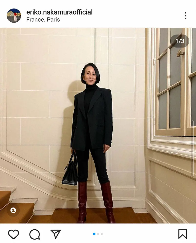 【画像・写真】中村江里子　長男コーデの20年以上前のジャケット＆バッグで保護者会姿に「クール」「カッコイイ」の声