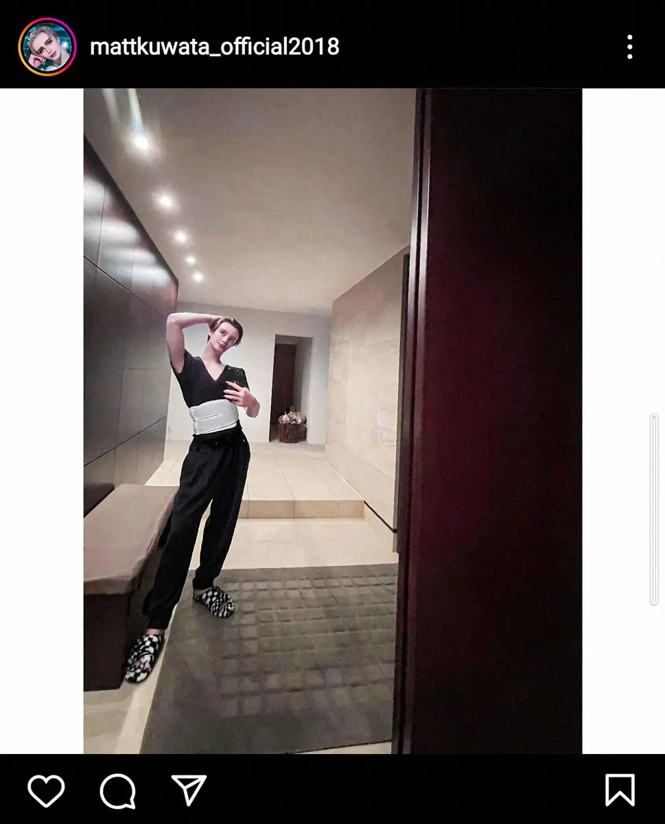 【画像・写真】Matt「すっぴんですみません」　コルセット姿で骨折の回復具合を報告「治療頑張ります」