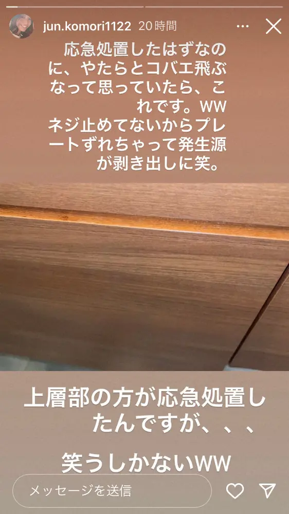 【画像・写真】欠陥住宅報告の小森純　応急処置したはずが…再びトラブル発生「笑うしかない…グロすぎます」
