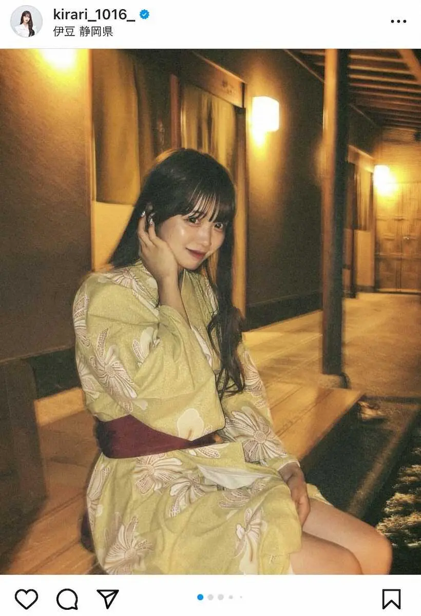 【画像・写真】Kirari、しっとり浴衣ショットで太ももチラリ反響　「彼氏目線ありがとう」