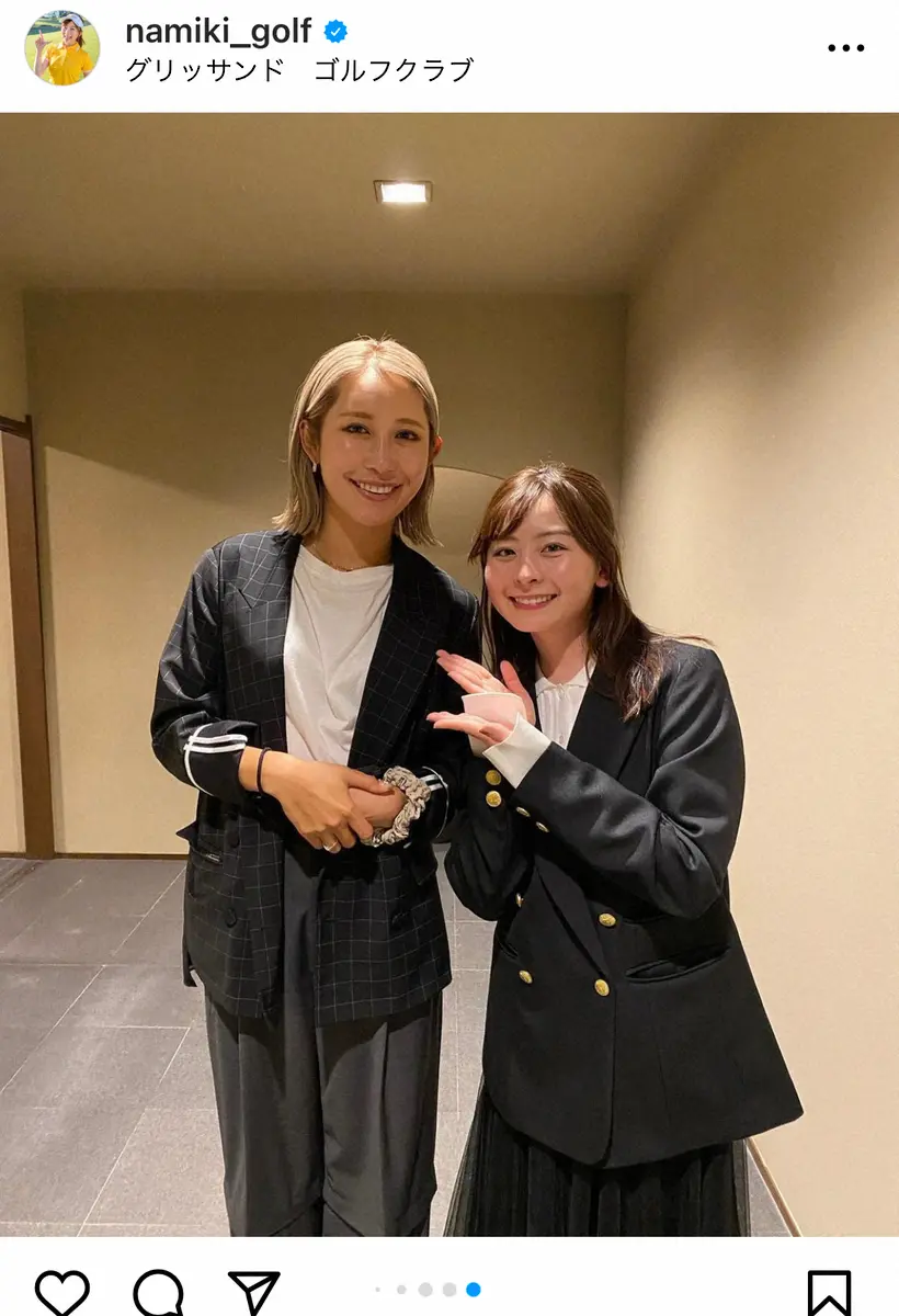 【画像・写真】なみき　豪華メンバーとゴルフコンペ　金子侑司、松井稼頭央新監督、丸山茂樹との4ショット披露