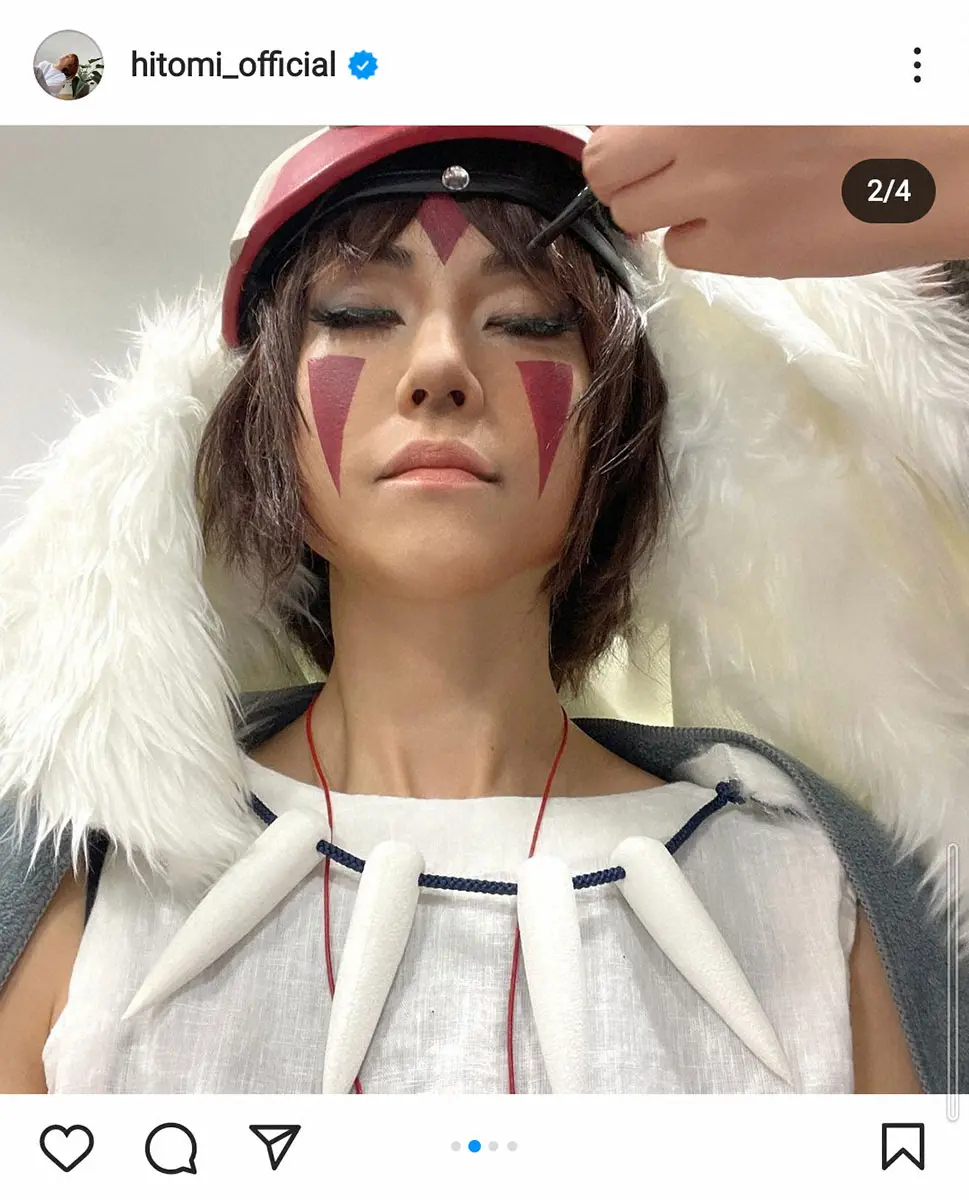 【画像・写真】hitomi　「もののけ姫」サンのコスプレ披露「楽しい　いろいろ変わってみたい願望あるな～」