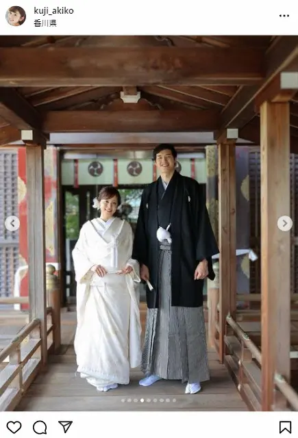 【画像・写真】久慈暁子　NBAネッツ渡辺雄太と挙式　紋付＆白無垢姿を披露　「美しい」「久慈さん綺麗」の声