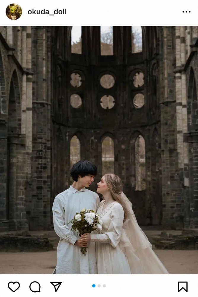 【画像・写真】実写映画「耳をすませば」バロン人形手掛けた人形作家・奥田拓郎氏が結婚　お相手はベルギー生まれのモデル