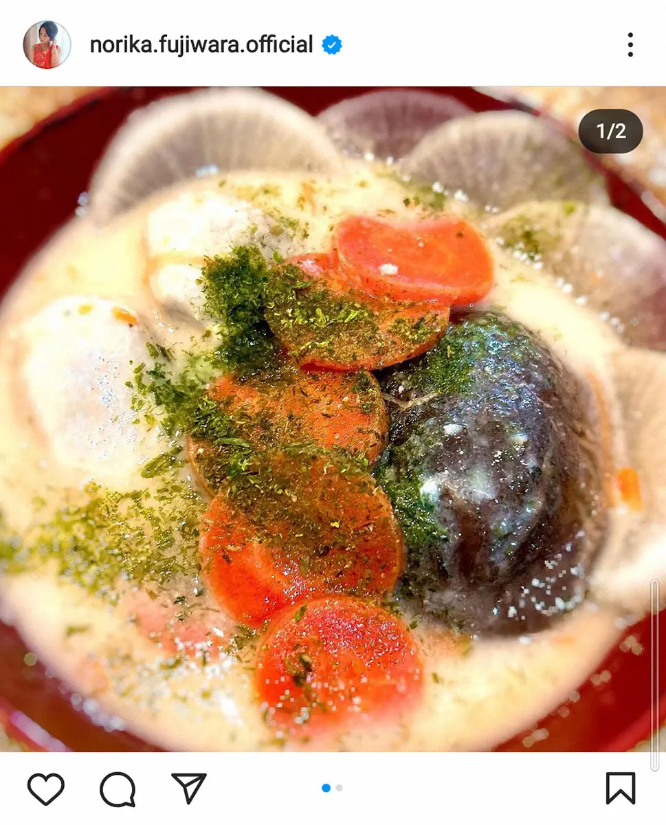 【画像・写真】藤原紀香　手作り雑煮は白味噌仕立て　こだわり丸餅、原木椎茸＆青海苔入り「温活の観点からも最高」