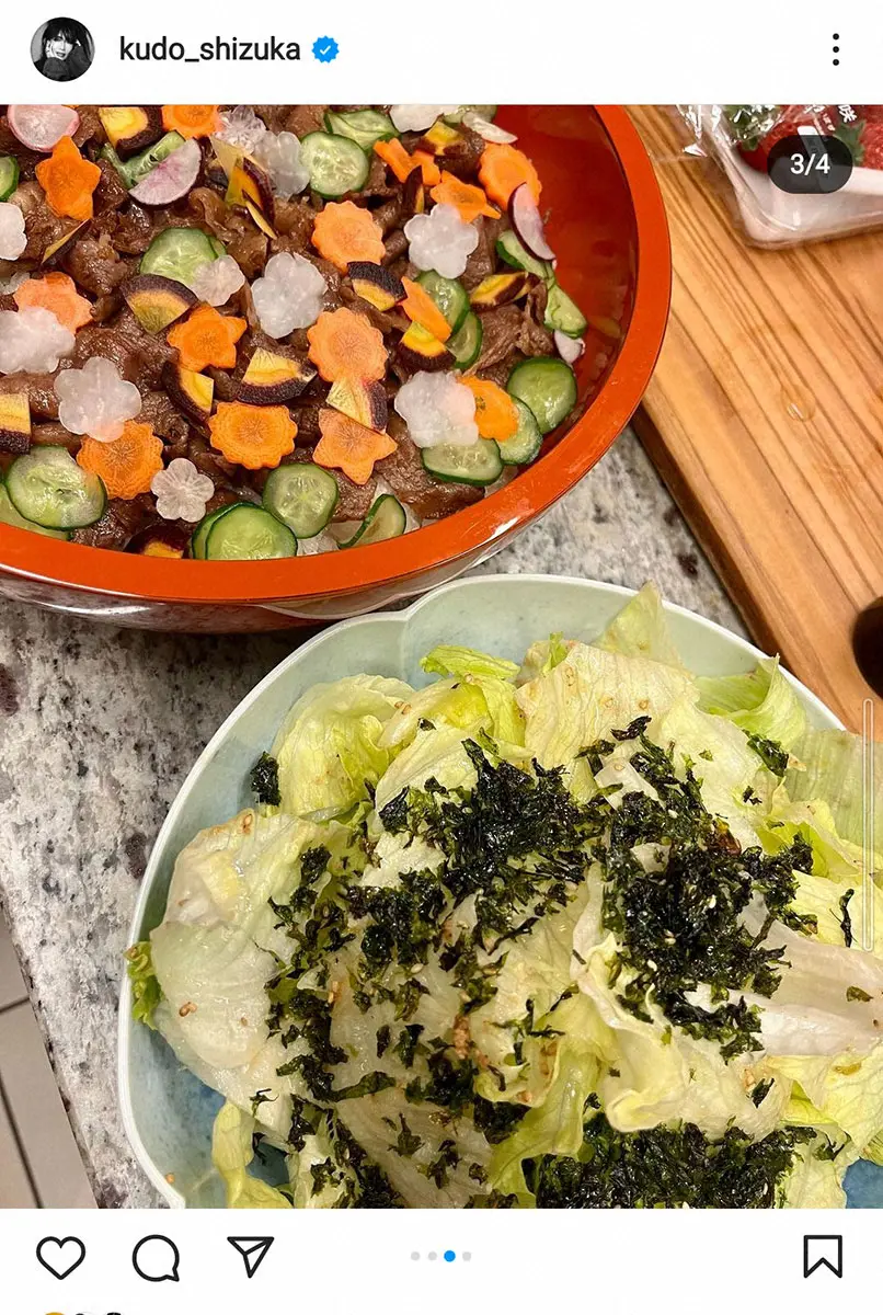 【画像・写真】工藤静香　彩り美しい肉チラシ寿司とエビ団子汁披露に「料亭みたい」「センス抜群」の声