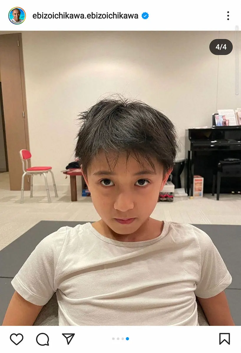 【画像・写真】團十郎　本格的な長男の散髪披露「パパ作　勸玄ニューヘア」に「センスは最高」「凛々しい」の声