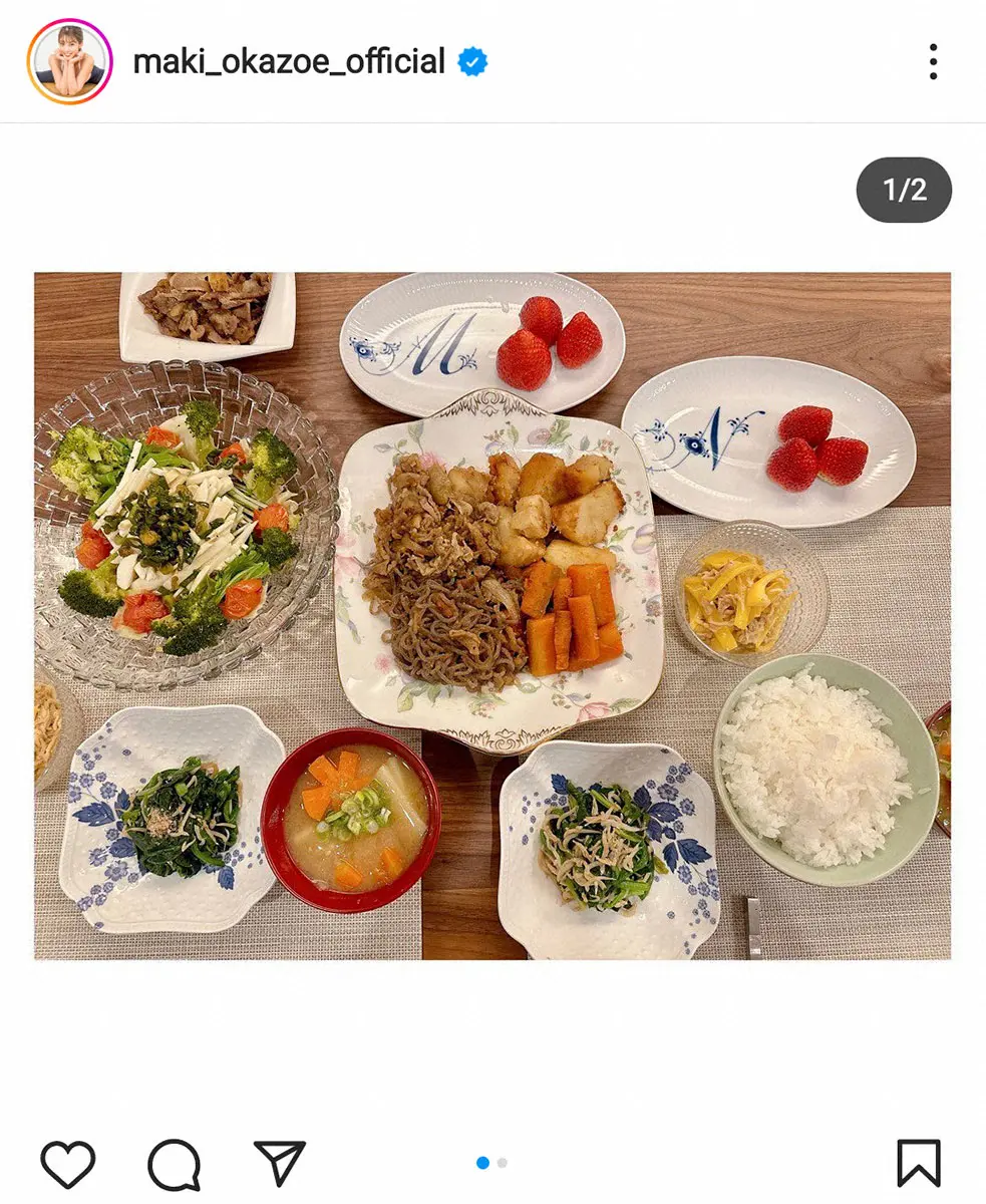 【画像・写真】岡副麻希　「わー！すき焼き」と夫に勘違いされた料理とは…計7品の夕食に「どれもとても美味しそう」の声