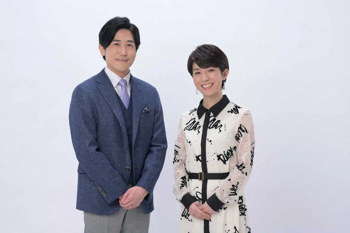 4月から「NHKのど自慢」の司会を務めるNHKの二宮直輝アナ、廣瀬智美アナ