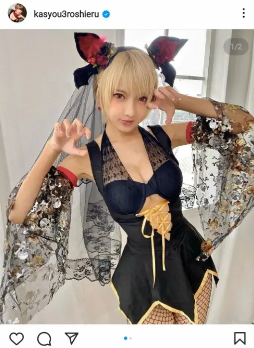 【画像・写真】火将ロシエル　制服コスプレで“ご褒美”スカートひらり公開に「たまらん」「おみ足　最高だね」