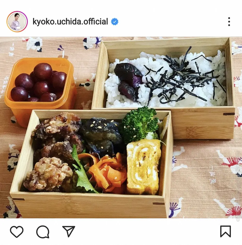 【画像・写真】内田恭子　「長男、小学生最後のお弁当」唐揚げ弁当披露し感慨　「かなり豪華」「美味しそう」の声