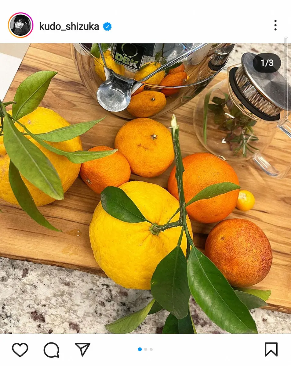 【画像・写真】工藤静香　庭で収穫の柑橘類でお手製フレッシュジュース作り「めちゃくちゃおいしいです」