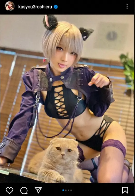 【画像・写真】火将ロシエル　網タイツ＆ガーターベルトの生脚ショット公開に「美脚　素晴らしい」「脚神」「素敵」